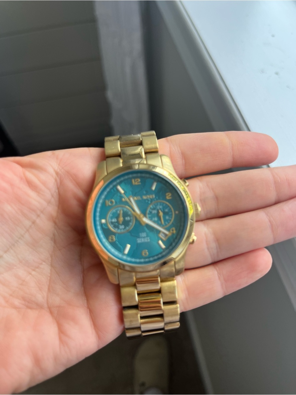 Michael Kors Gold and Blue Chronograph Bracelet Watch